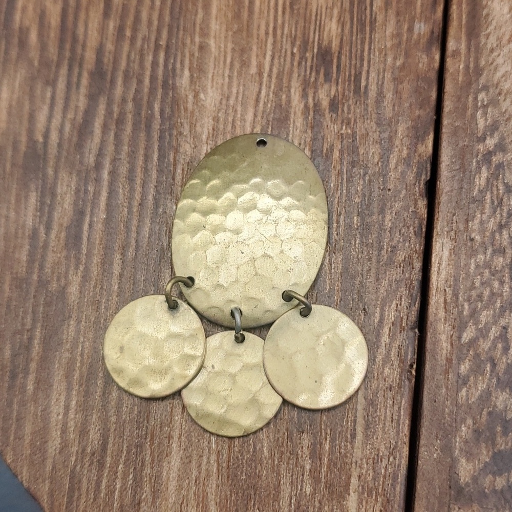 Hammered gold tone Gypsy morrocan pendant